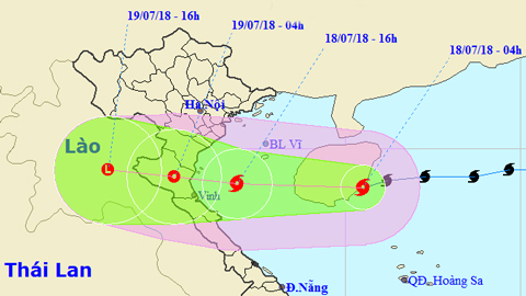 Vị trí và hướng di chuyển của cơn bão số 3. Ảnh: TTKTTVTW