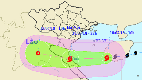 Vị trí và hướng di chuyển của cơn bão số 3. Ảnh: TTKTTVTW