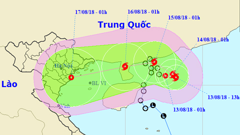 Vị trí và hướng di chuyển của áp thấp nhiệt đới. Ảnh: TTKTTVTW