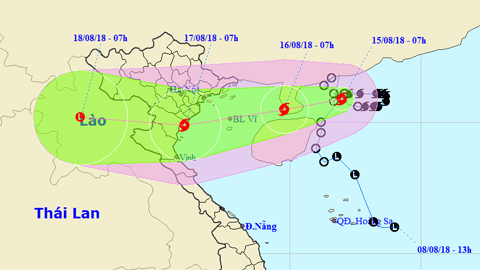 Vị trí và hướng di chuyển của cơn bão số 4. Ảnh: TTKTTVTW
