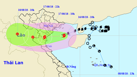 Vị trí và hướng di chuyển của cơn bão số 4. Ảnh: TTKTTVTW