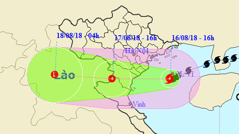 Vị trí và hướng di chuyển của cơn bão số 4. Ảnh: TTKTTVTW
