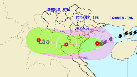 Vị trí và hướng di chuyển của cơn bão số 4. Ảnh: TTKTTVTW