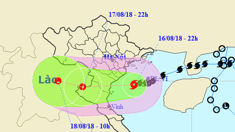 Vị trí và hướng di chuyển của cơn bão số 4. Ảnh: TTKTTVTW