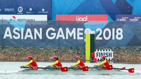 Đội tuyển nữ Rowing Việt Nam giành được tấm HCV đầu tiên tại ASIAD 2018.