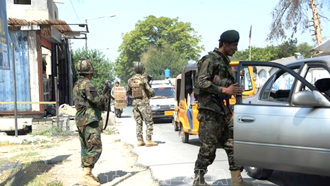 Binh sĩ Afghanistan trong chiến dịch truy quét phiến quân tại thành phố Jalalabad ngày 1/8. Ảnh: AFP/TTXVN