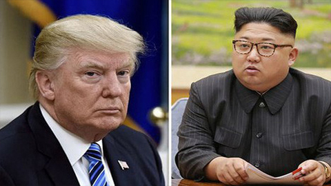 Tổng thống Mỹ Donald Trump (trái) và Nhà lãnh đạo Triều Tiên Kim Jong-un. Ảnh: Daily Express