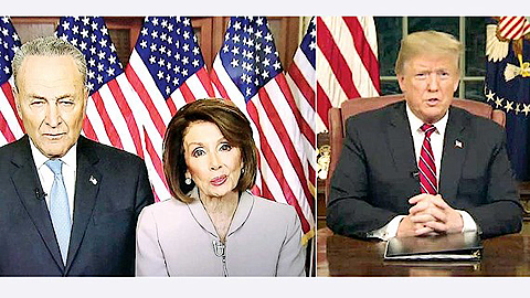 Chủ tịch Hạ viện Nancy Pelosi và lãnh đạo phe thiểu số tại Thượng viện Chuck Schumer tuyên bố sẽ tiếp tục điều tra Tổng thống Donald Trump. Ảnh: Internet