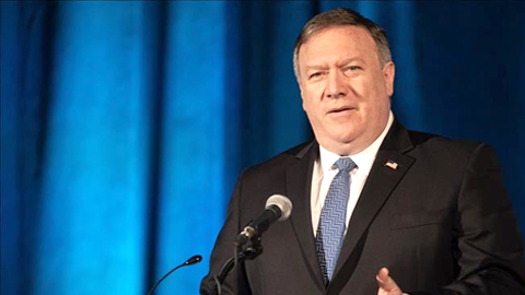 Ngoại trưởng Mỹ Mike Pompeo tại cuộc họp báo ở Washington, DC. Ảnh: AFP/TTXV