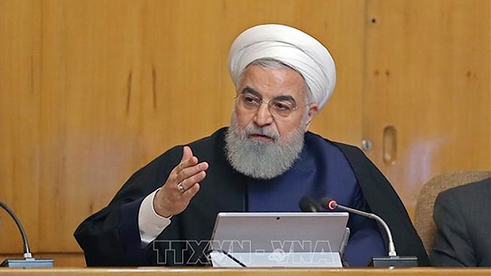  Tổng thống Iran Hassan Rouhani phát biểu tại Tehran ngày 8-5. Ảnh: TTXVN.