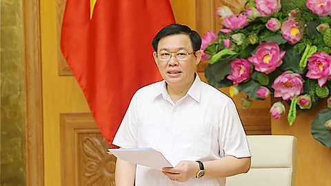 Phó Thủ tướng Vương Đình Huệ, Trưởng Ban Chỉ đạo đổi mới và Phát triển doanh nghiệp phát biểu. Ảnh: Doãn Tấn/TTXVN