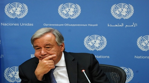 Tổng Thư ký LHQ Guterres trong cuộc họp báo ở trụ sở LHQ tại New York, ngày 18-9. (Ảnh: Reuters)