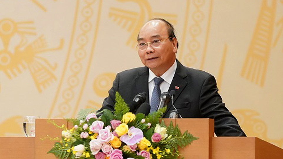 Thủ tướng Nguyễn Xuân Phúc phát biểu tại Hội nghị.  Ảnh: VGP/Quang Hiếu
