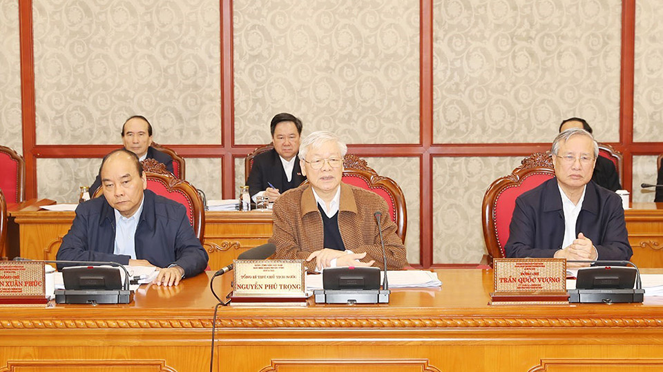 Tổng Bí thư, Chủ tịch nước Nguyễn Phú Trọng phát biểu khai mạc cuộc họp.  Ảnh: Trí Dũng - TTXVN