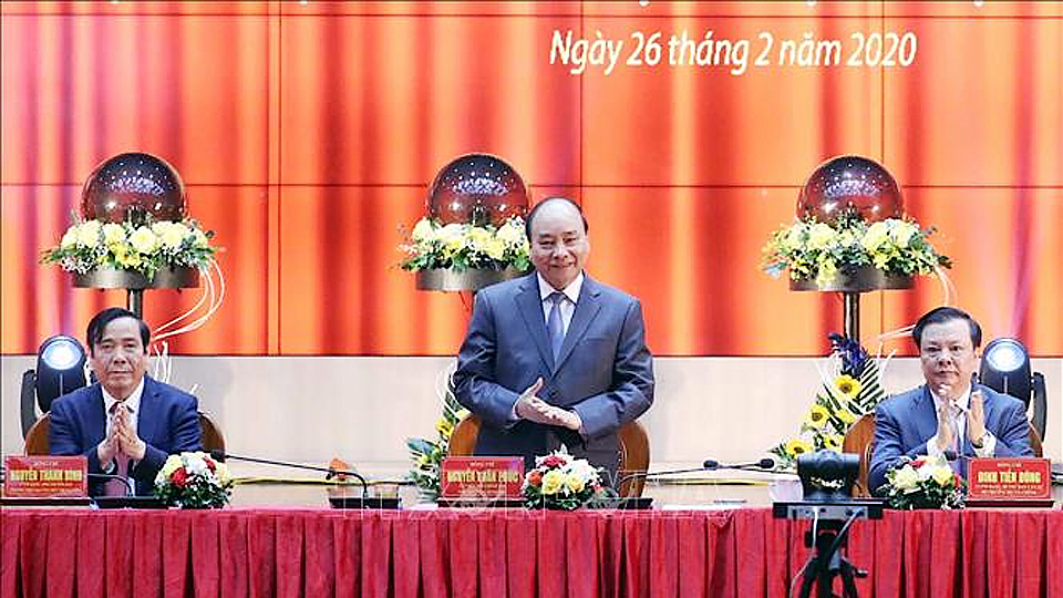 Thủ tướng Nguyễn Xuân Phúc tại hội nghị. 