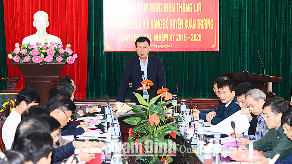 Đồng chí Đoàn Hồng Phong, Ủy viên Ban Chấp hành Trung ương Đảng, Bí thư Tỉnh ủy, Trưởng đoàn Đoàn đại biểu Quốc hội của tỉnh phát biểu kết luận buổi làm việc.