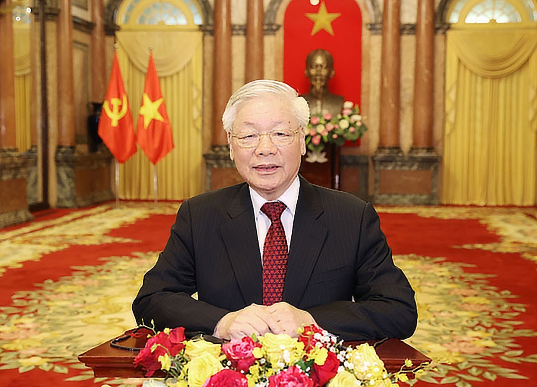 Tổng Bí thư, Chủ tịch nước Nguyễn Phú Trọng phát biểu trực tuyến tại phiên khai mạc AIPA 41. Ảnh: TRÍ DŨNG - TTXVN