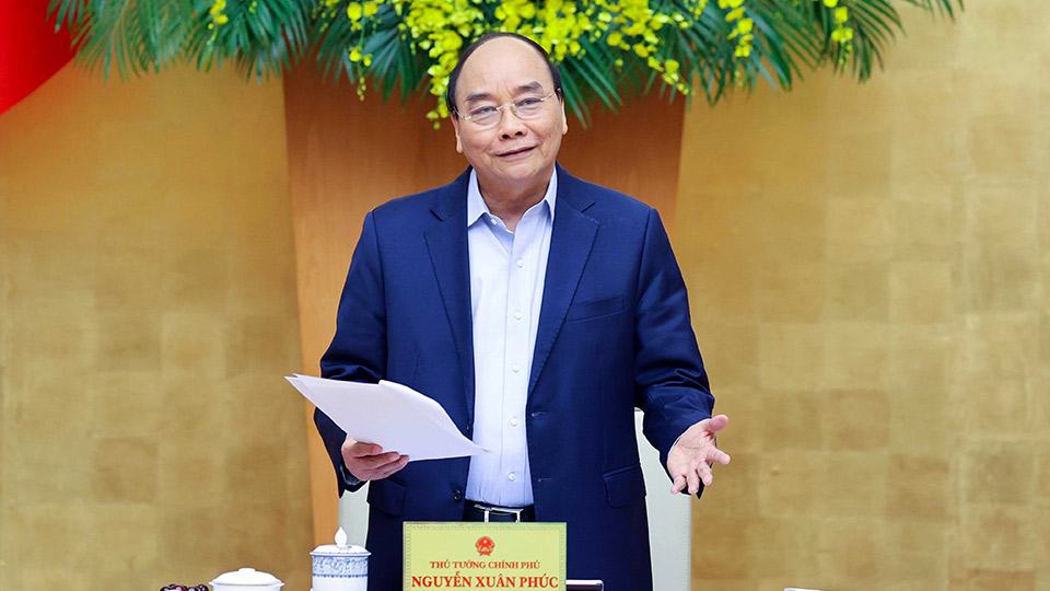 Thủ tướng Nguyễn Xuân Phúc phát biểu kết luận tại buổi làm việc. Ảnh: Thống Nhất - TTXVN