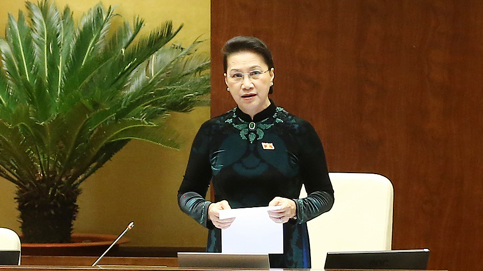 Chủ tịch Quốc hội Nguyễn Thị Kim Ngân phát biểu. Ảnh: Dương Giang/TTXVN