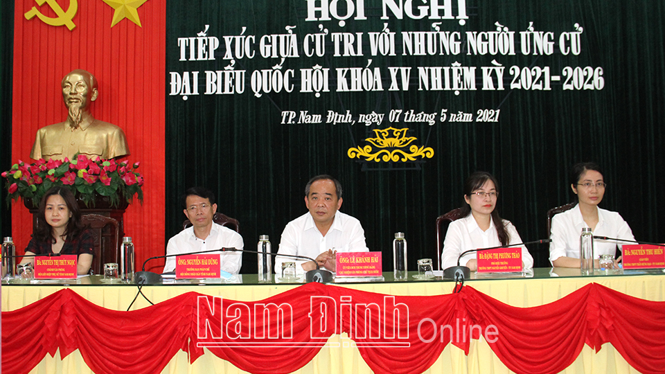2147-Các ứng cử viên đại biểu Quốc hội khóa XV, đơn vị bầu cử số 1 tiếp xúc cử tri thành phố Nam Định. Trần Văn Trọng