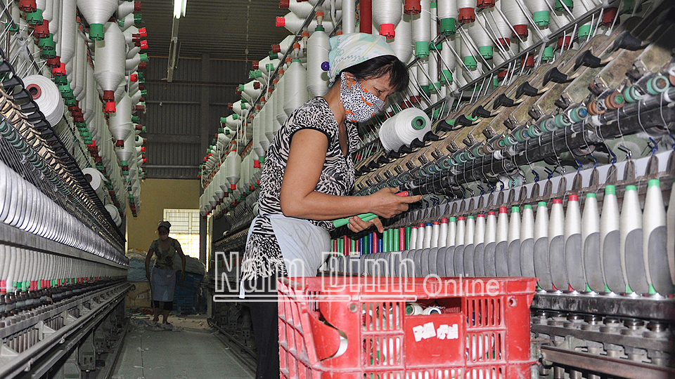 Sản xuất sợi xuất khẩu ở Công ty cổ phần Thủy Bình (thành phố Nam Định) 