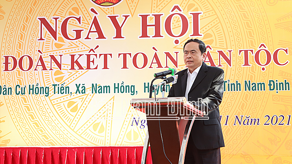 Đồng chí Trần Thanh Mẫn, Ủy viên Bộ Chính trị, Phó Chủ tịch Thường trực Quốc hội phát biểu tại ngày hội.