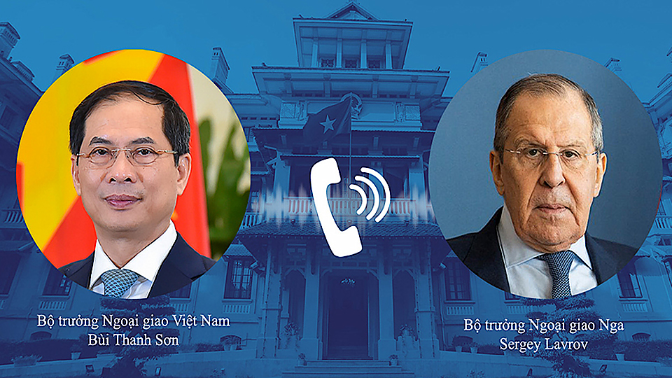 Bộ trưởng Ngoại giao Bùi Thanh Sơn và Bộ trưởng Ngoại giao Liên bang Nga Sergey Lavrov. (Ảnh: Bộ Ngoại giao)