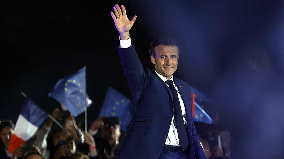 Tổng thống Pháp Emmanuel Macron giành chiến thắng trong cuộc bầu cử tổng thống năm 2022, tiếp tục nhiệm kỳ thứ hai liên tiếp. (Ảnh: Reuters)