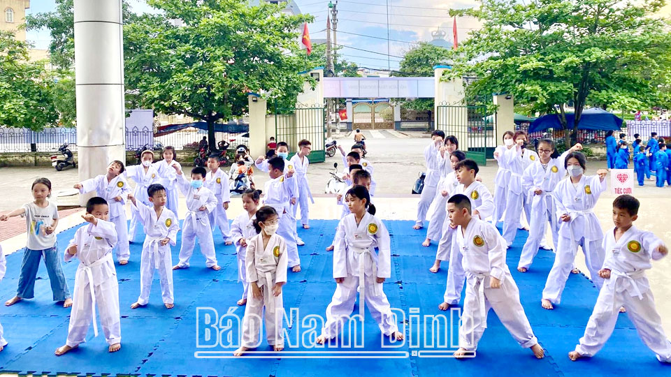 Một lớp học taekwondo tại Trung tâm Văn hóa, Thể thao Thanh thiếu niên tỉnh.