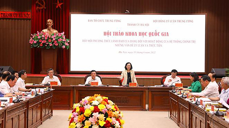 Bà Trương Thị Mai, Ủy viên Bộ Chính trị, Bí thư Trung ương Đảng, Trưởng Ban Tổ chức Trung ương phát biểu. Ảnh: Văn Điệp - TTXVN