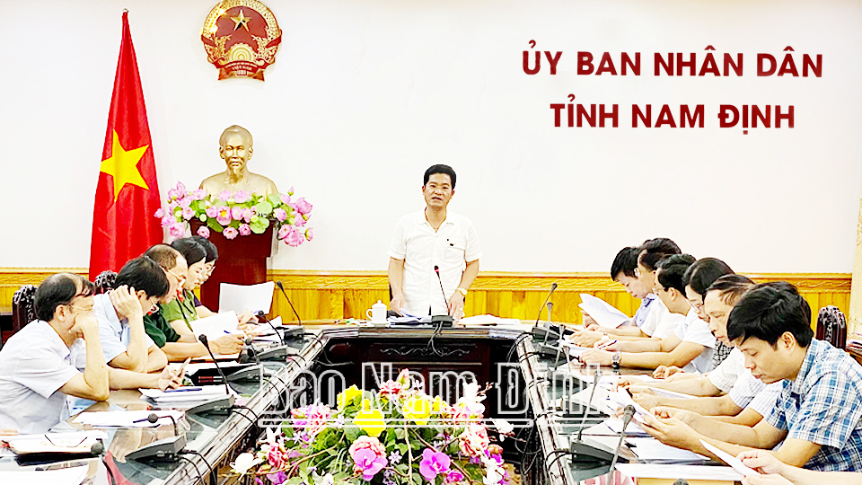 Đồng chí Trần Anh Dũng, Ủy viên Ban Thường vụ Tỉnh ủy, Phó Chủ tịch Thường trực UBND tỉnh phát biểu tại cuộc họp.