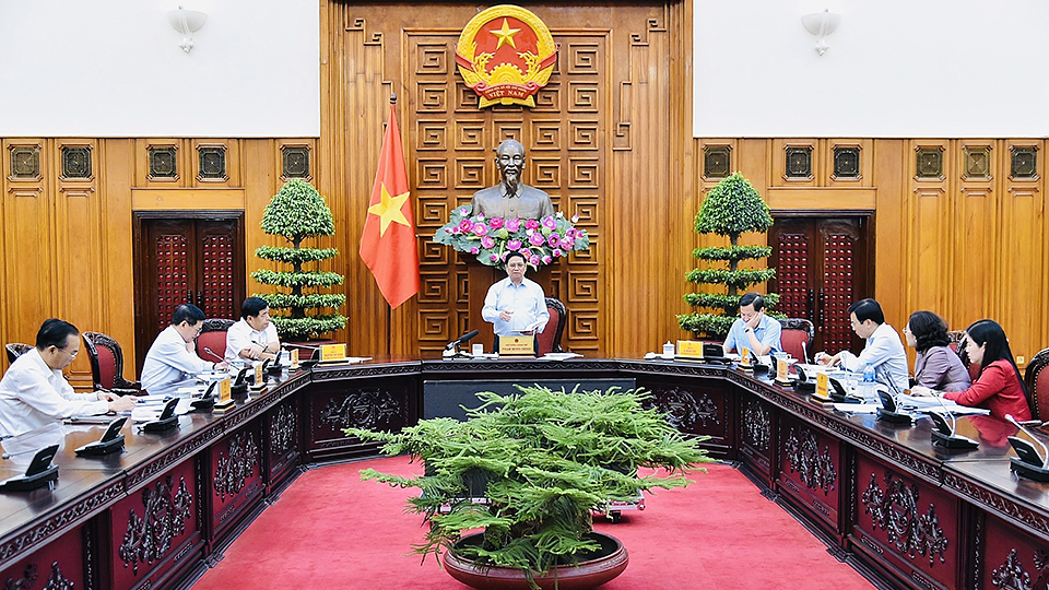 Thủ tướng Chính phủ Phạm Minh Chính chủ trì cuộc họp.  Ảnh: Dương Giang-TTXVN