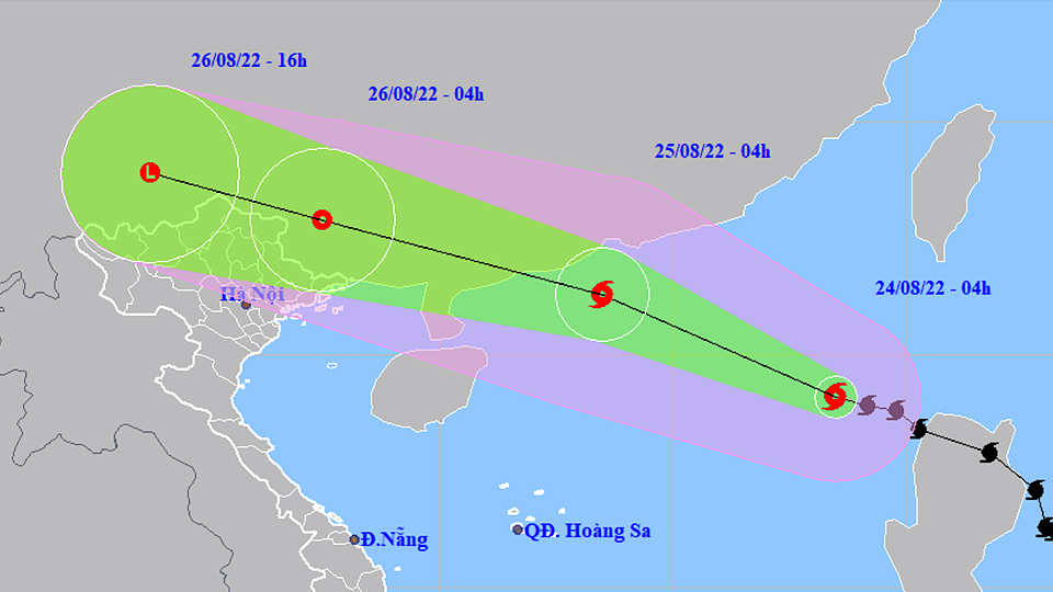 Dự báo hướng đi của bão số 3. Ảnh: NCHMF