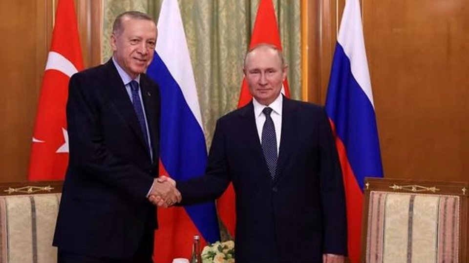 Tổng thống Thổ Nhĩ Kỳ Recep Tayyip Erdogan và người đồng cấp Nga Vladimir Putin. (Nguồn: AFP/Getty Images) 