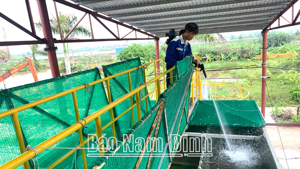 Vận hành công trình cấp nước sạch cho người dân nông thôn tại xã Trực Mỹ (Trực Ninh).  Bài và ảnh: Thanh Thúy